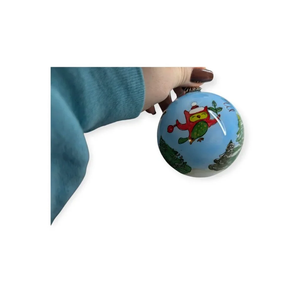 Pier One Li Bien Round Globe Christmas Ornament with Green Velvet Box 4